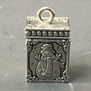 The Three Snowman Box Pendant Charms Pewter